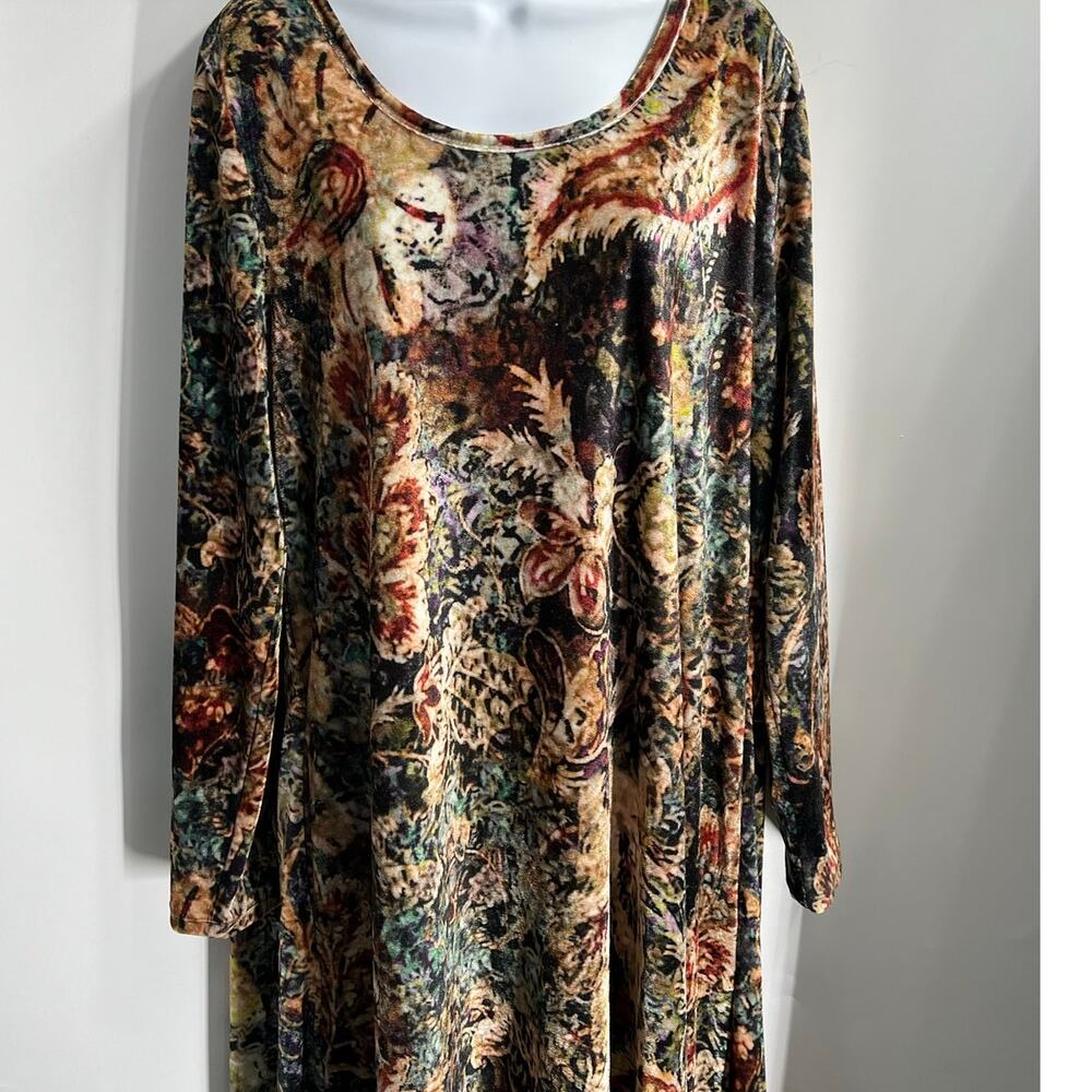 Soft Surroundings Santiago Velvet Multicolor Long A-Line Boho Dress Woman's XL - Picture 5 of 11